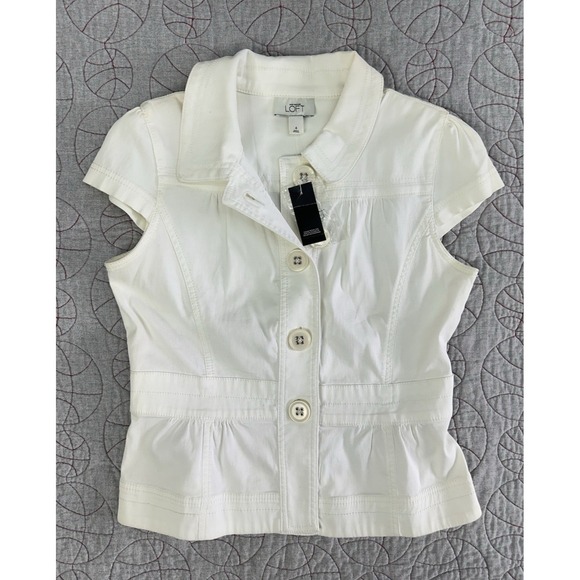Ann Taylor Tops - NEW Ann Taylor LOFT Y2K Button From Cap Sleeve White Vest / Women's Size 4